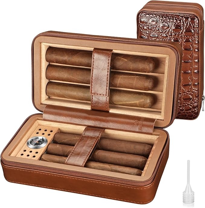 Estuche humidor de viaje tipo cuero (6 puros aprox.)