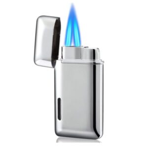 Refillable silver torch lighter for cigars