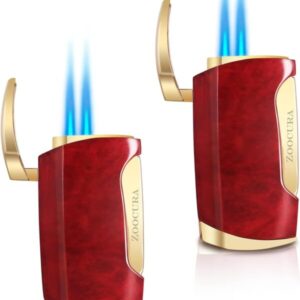 Double torch lighter red and gold for cigars