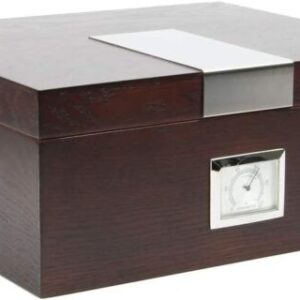 Wood desktop humidor with front hygrometer